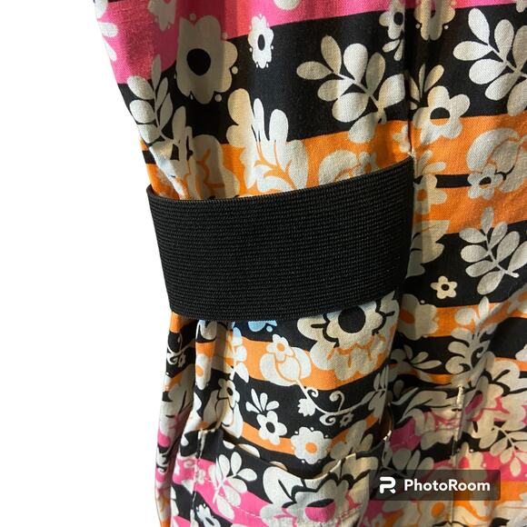 Koi by Kathy Peterson Scrubs Top S Mod Print Pockets Cinch Sides Uniform Nurse - Picture 7 of 11